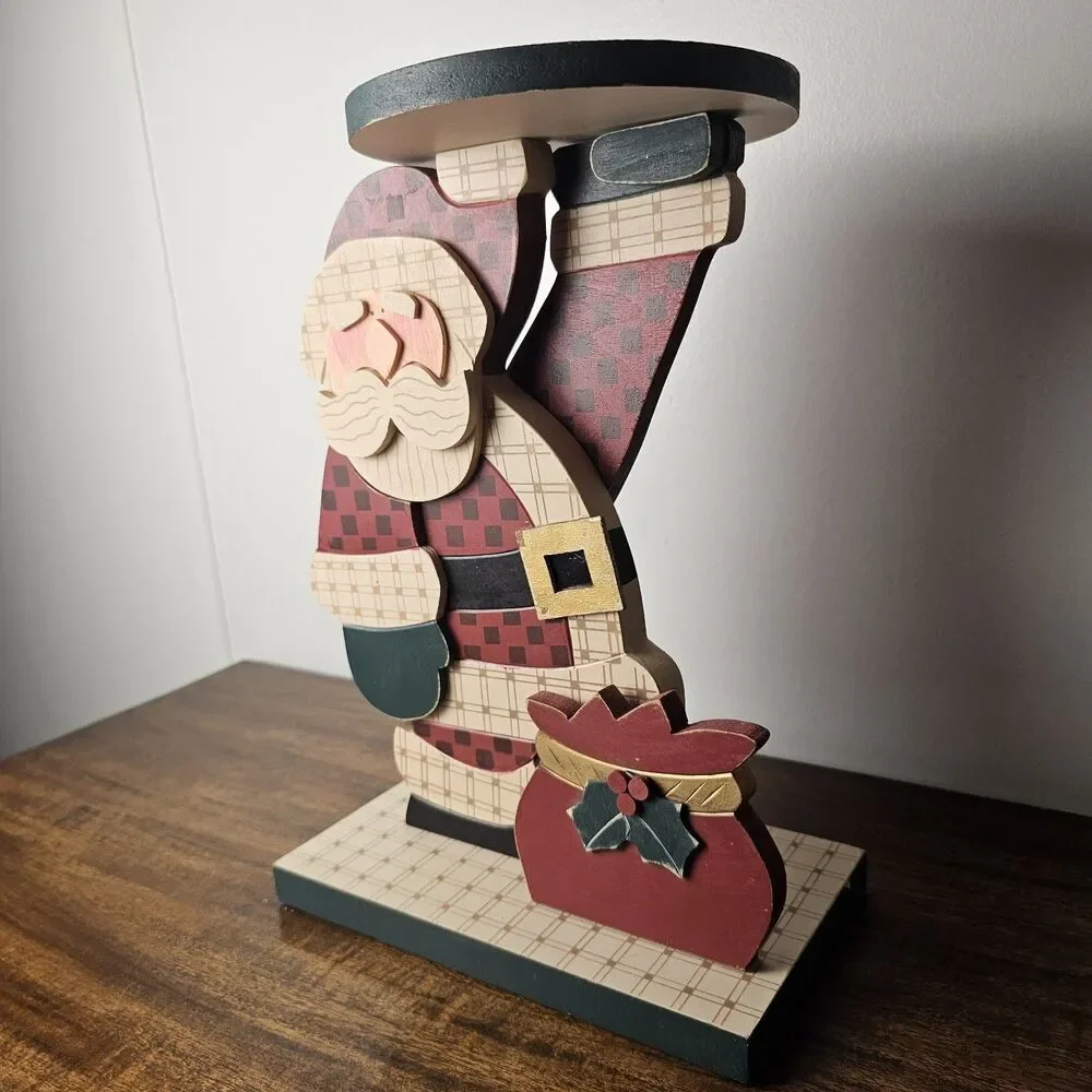 Vintage Terry’s Village Wooden Santa Stand Holiday Christmas Decor